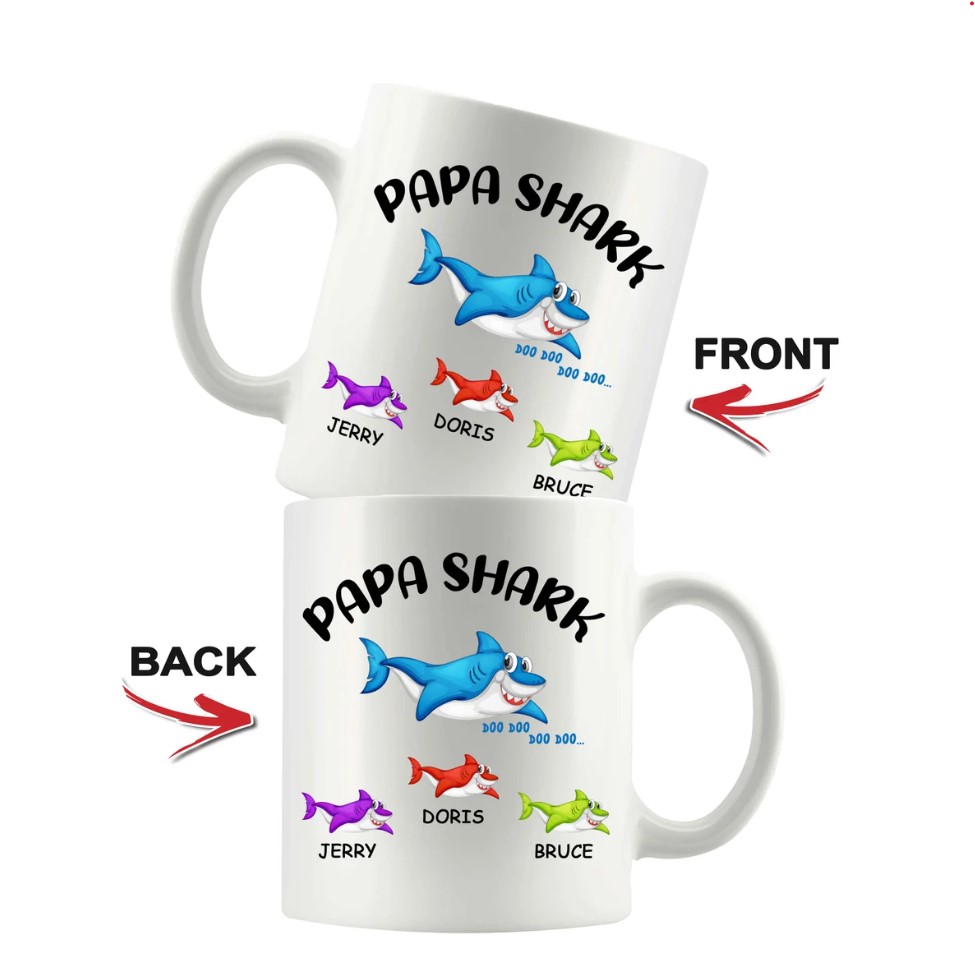 Personalized Papa Shark Doo Doo Mug Personalized Mug For Dad With Kids Name Fathers Day Gift Gift For Dad